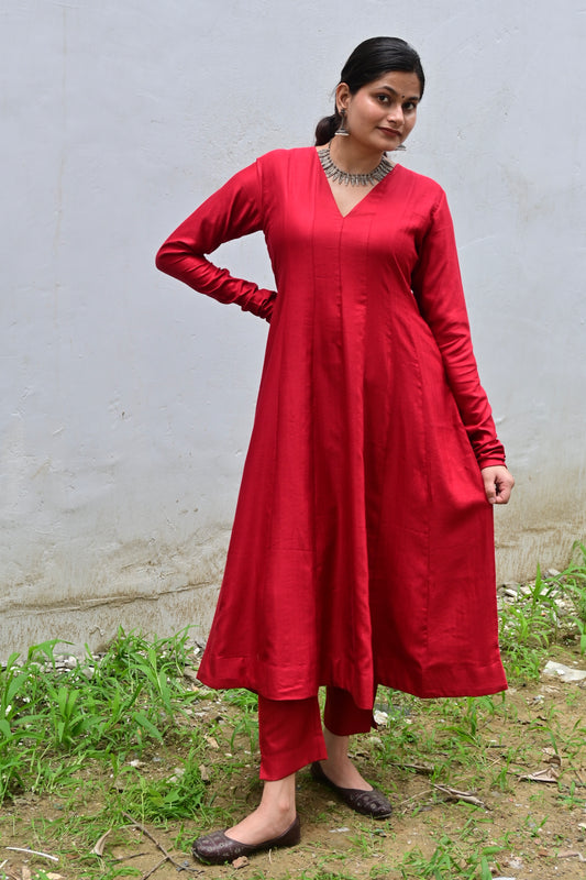 Deep Red Kalidar Suit Set