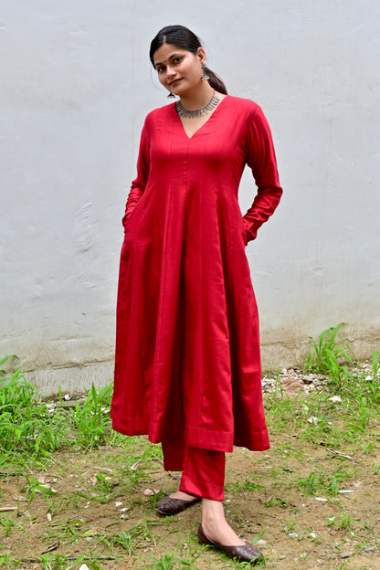 Deep Red Kalidar Suit Set