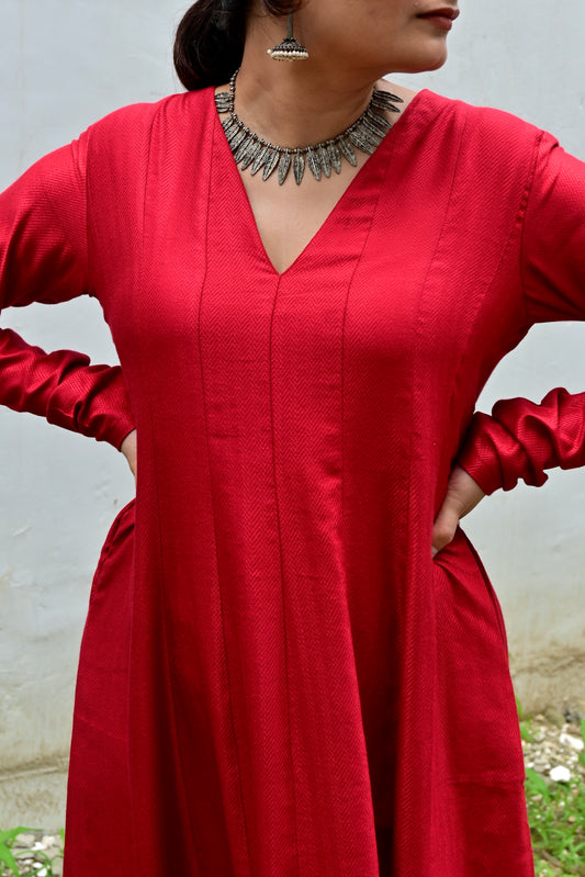 Deep Red Kalidar Suit Set