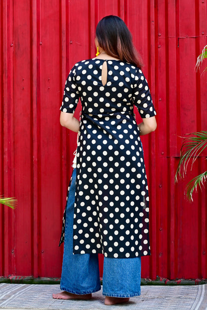 Black Polka High Slit (Only kurta)
