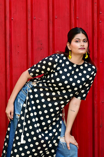 Black Polka High Slit (Only kurta)