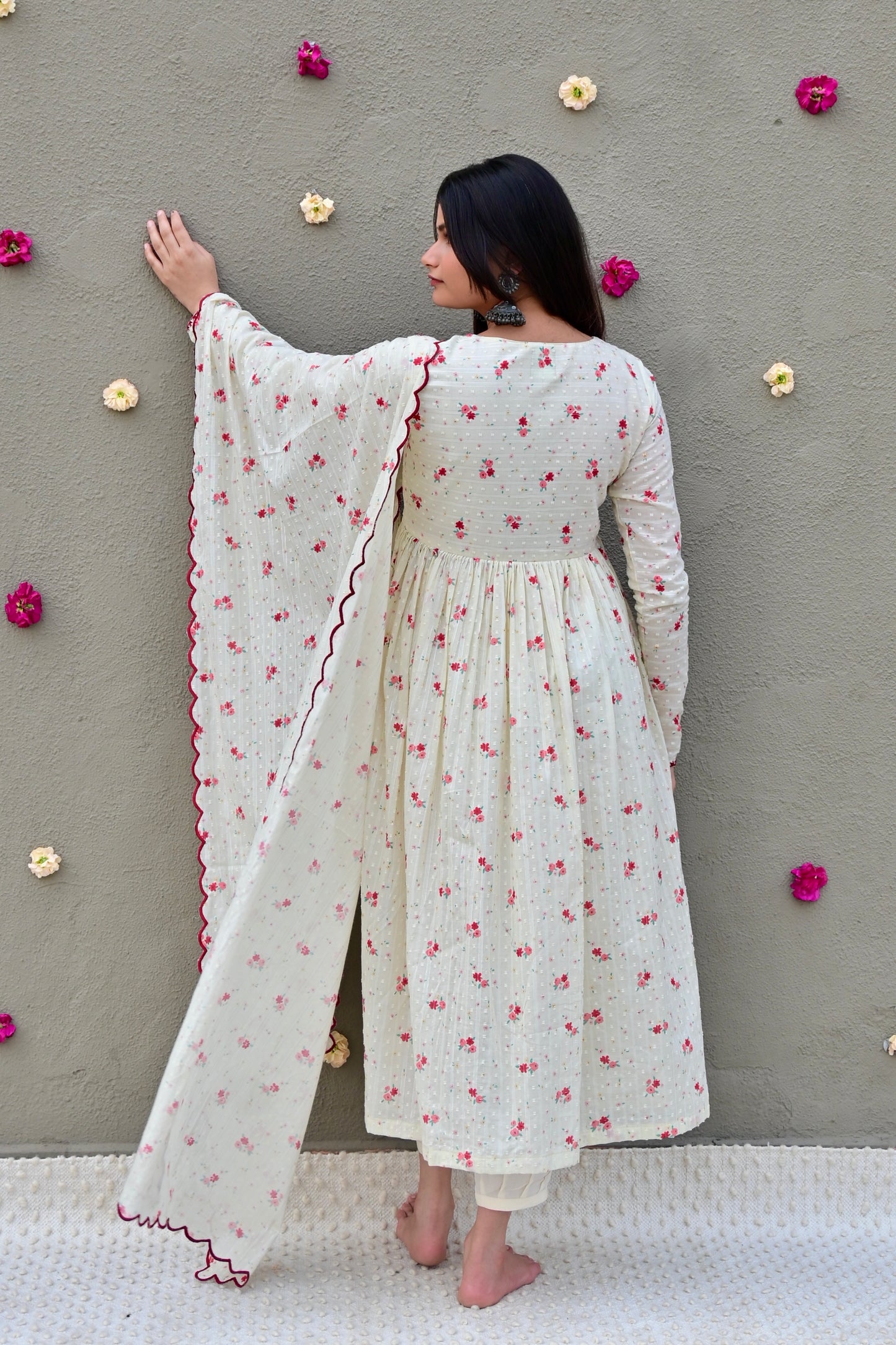 Vintage Ivory & Maroon kurta set