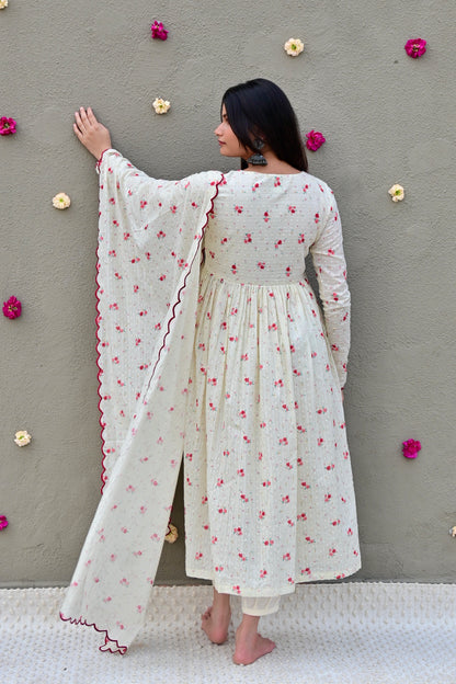 Vintage Ivory & Maroon kurta set