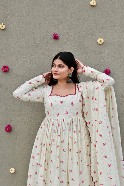 Vintage Ivory & Maroon kurta set