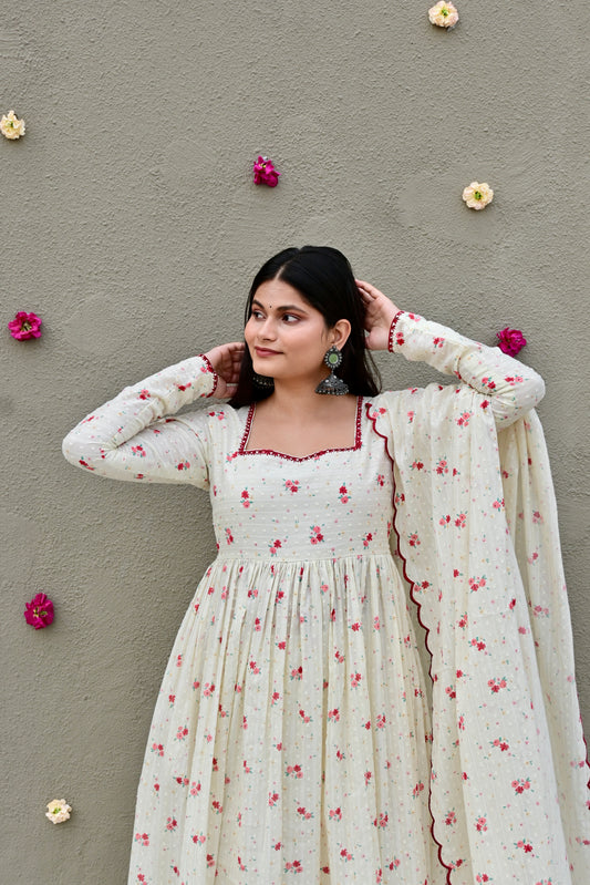 Vintage Ivory & Maroon kurta set