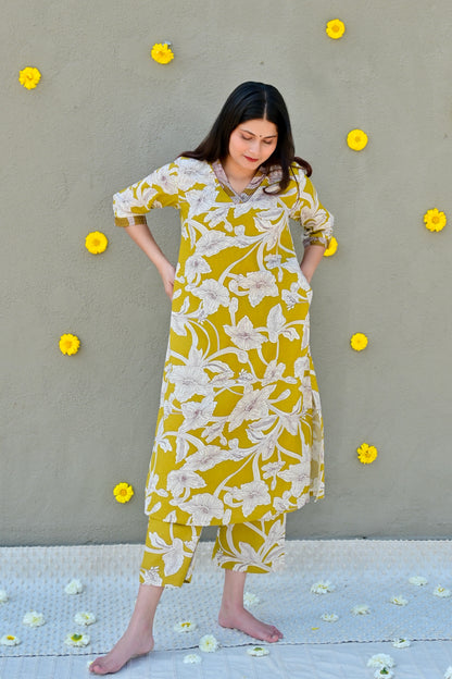 Lemon green printed Co-Ord set