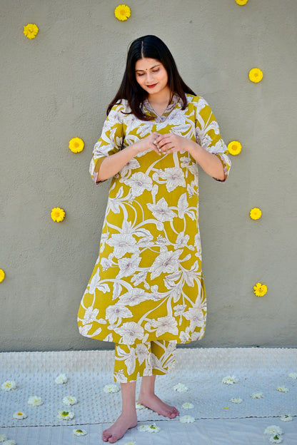 Lemon green printed Co-Ord set