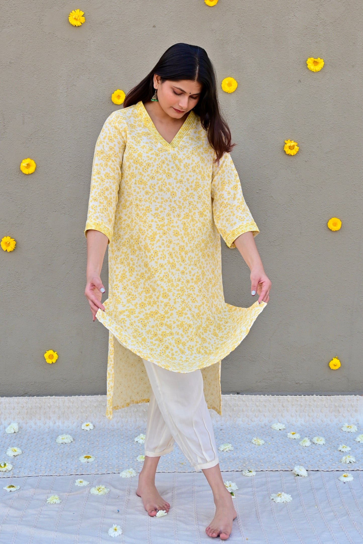Sunlit bloom cotton kurta set