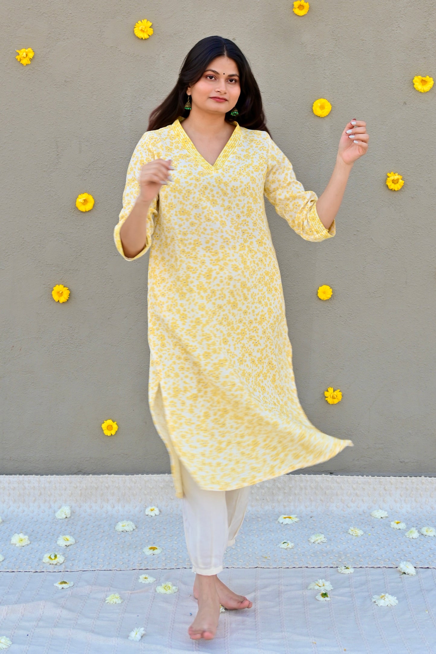 Sunlit bloom cotton kurta set