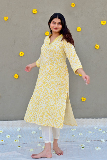 Sunlit bloom cotton kurta set