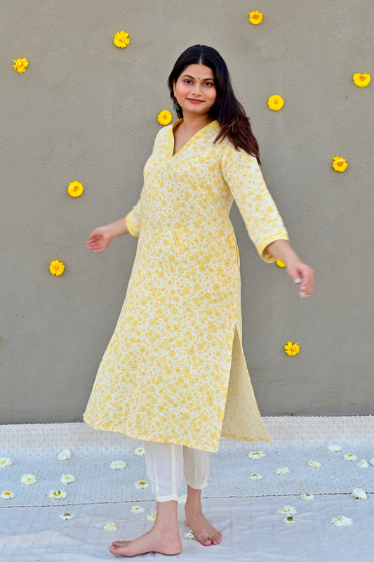 Sunlit bloom cotton kurta set