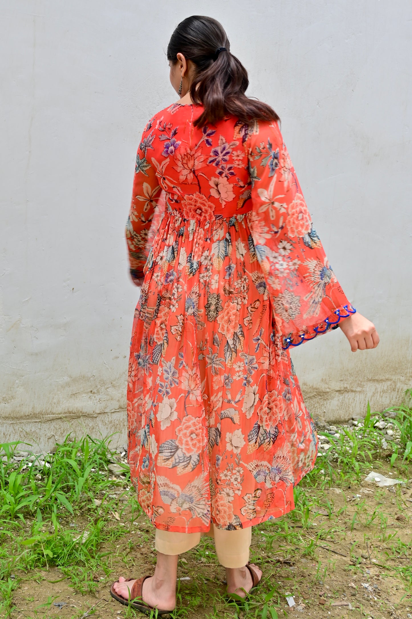 Narangi & beige luxe kurta set