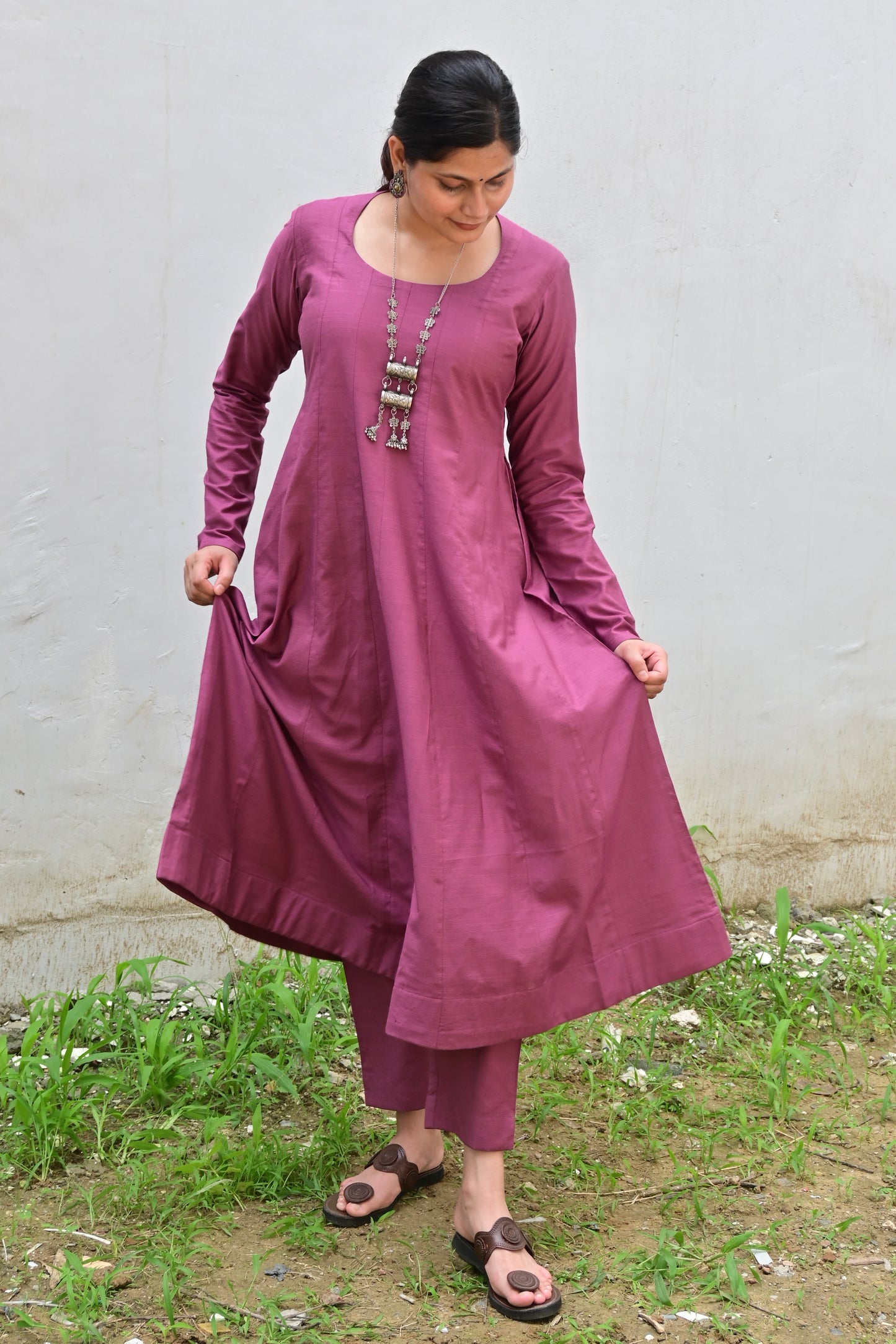 Mauve kalidar kurta set