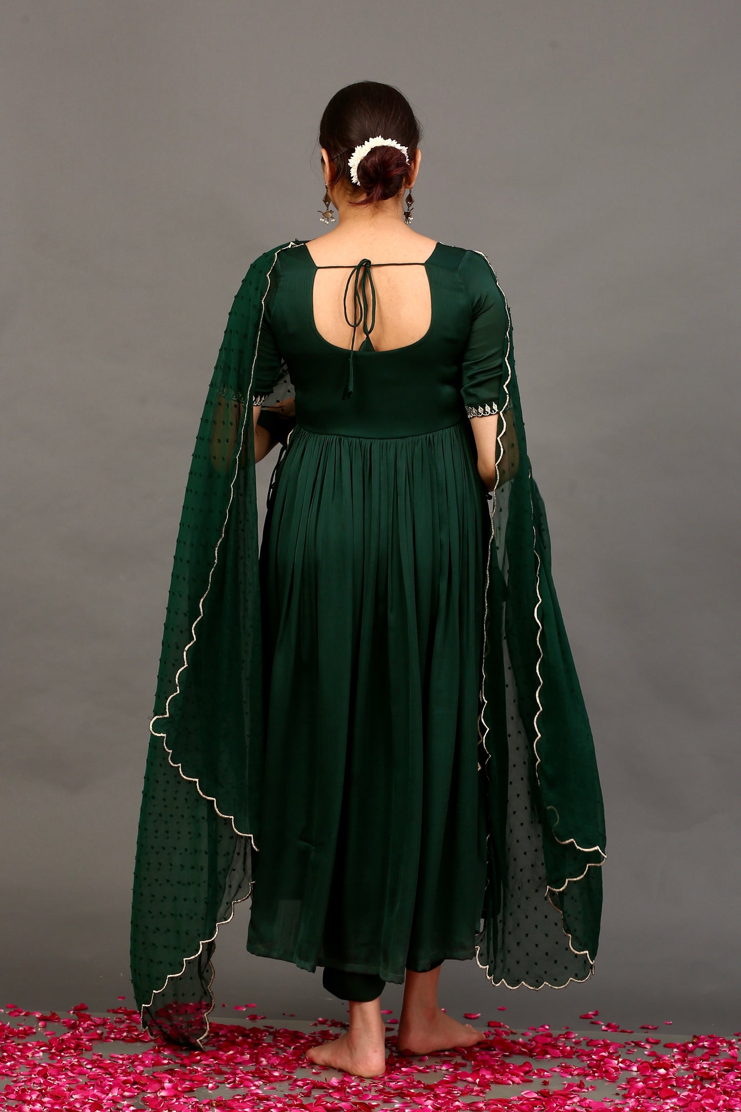 Bottle Green Embroidered Suit Set