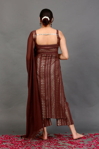 Golden Mocha Suit Set (Sleeveless)