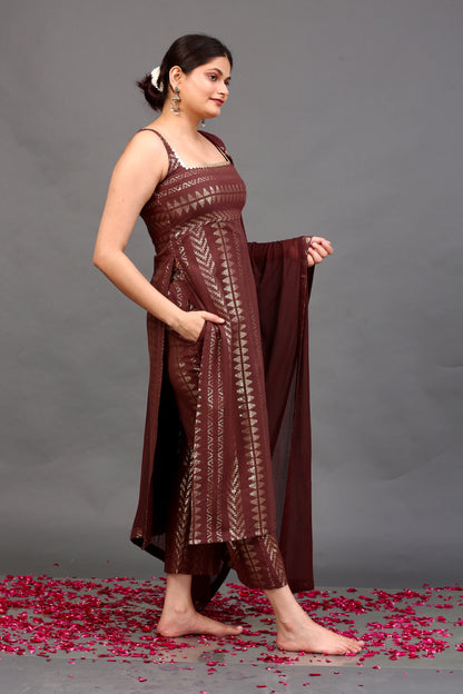 Golden Mocha Suit Set (Sleeveless)