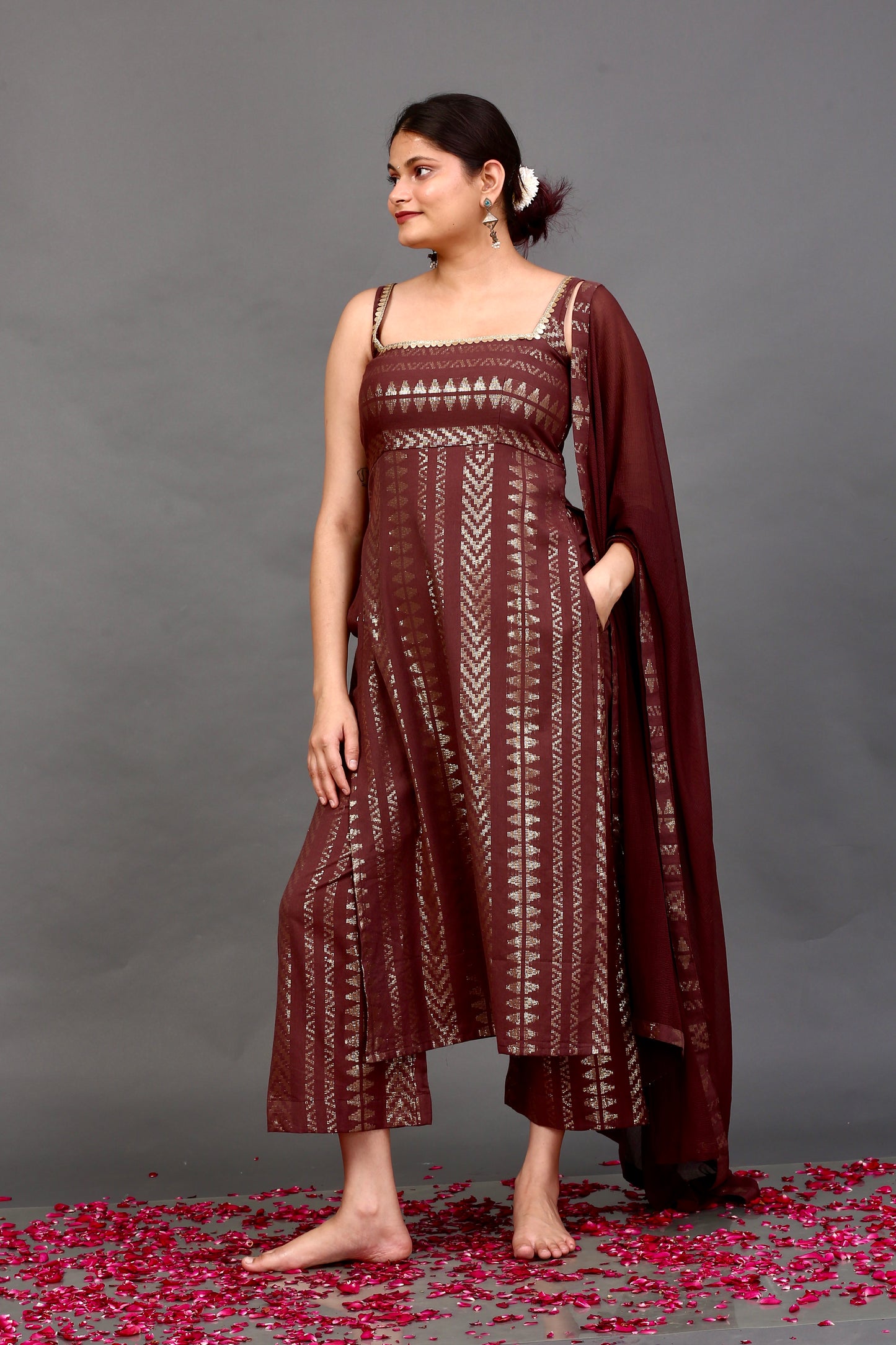 Golden Mocha Suit Set (Sleeveless)