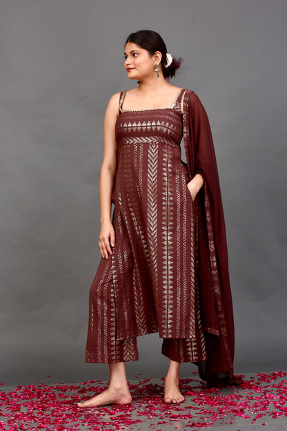 Golden Mocha Suit Set (Sleeveless)