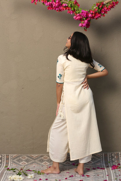 Blue bloom kurta suit set