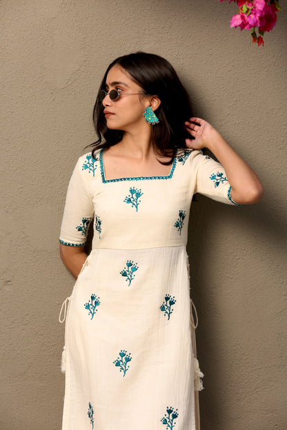 Blue bloom kurta suit set