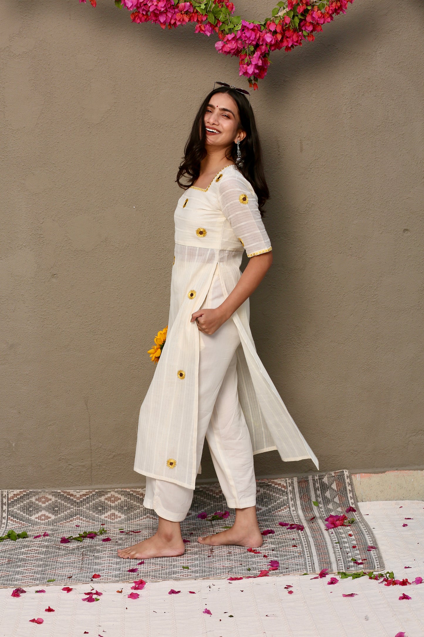 Sunflower off white high lit kurta & palazzo pants
