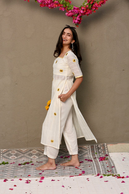Sunflower off white high lit kurta & palazzo pants