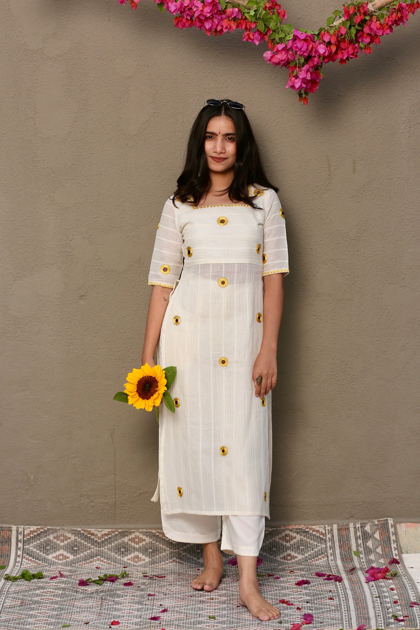 Sunflower off white high lit kurta & palazzo pants