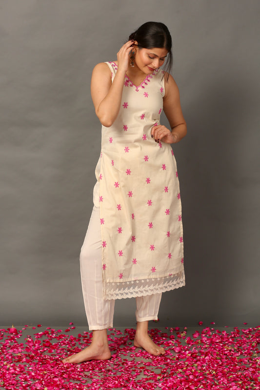 Pink Meadow Kurta (Only Kurta)