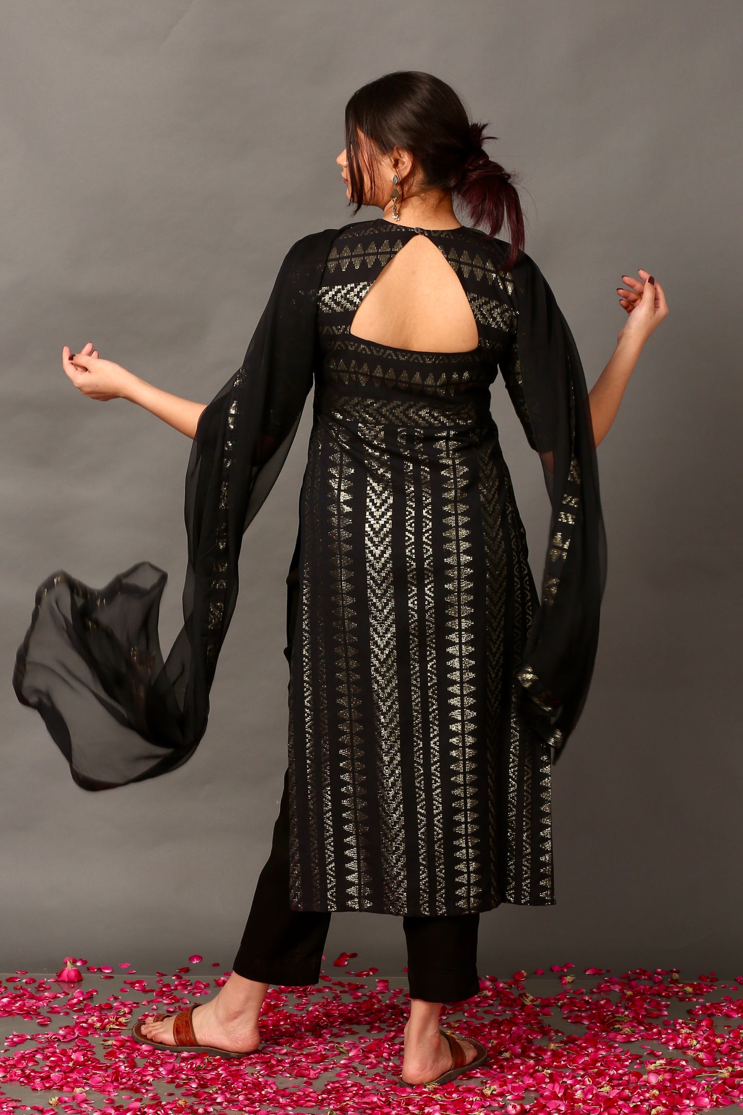 Midnight gold kurta set (high slit)