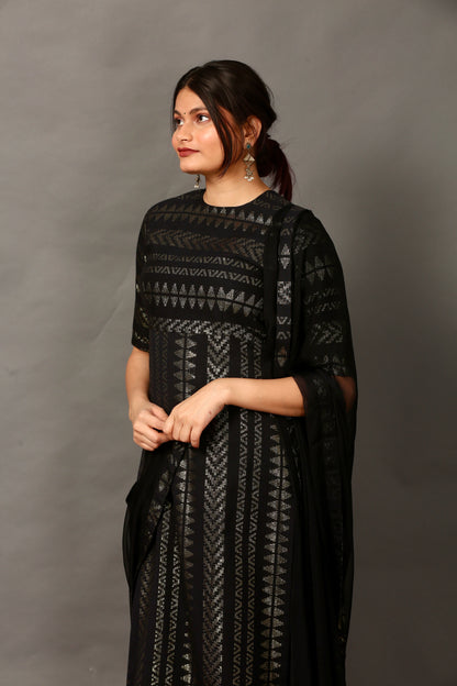 Midnight gold kurta set (high slit)