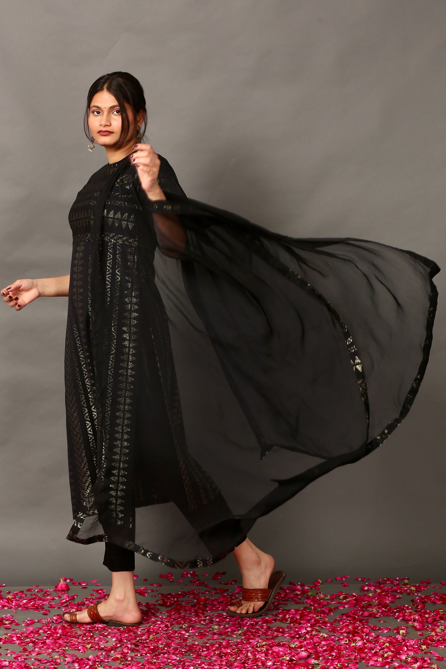 Midnight gold kurta set (high slit)