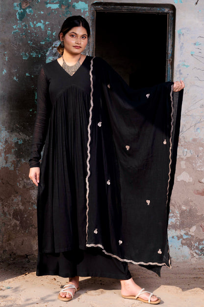 Black Alia High Slit (Only kurta)