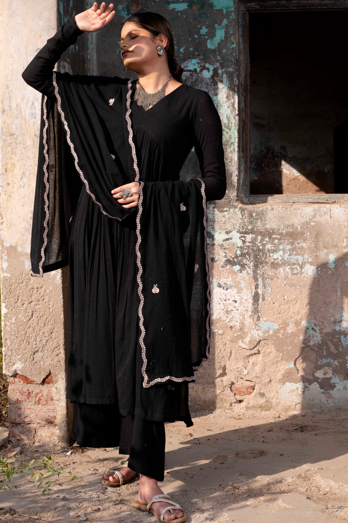 Black Alia High Slit (Only kurta)