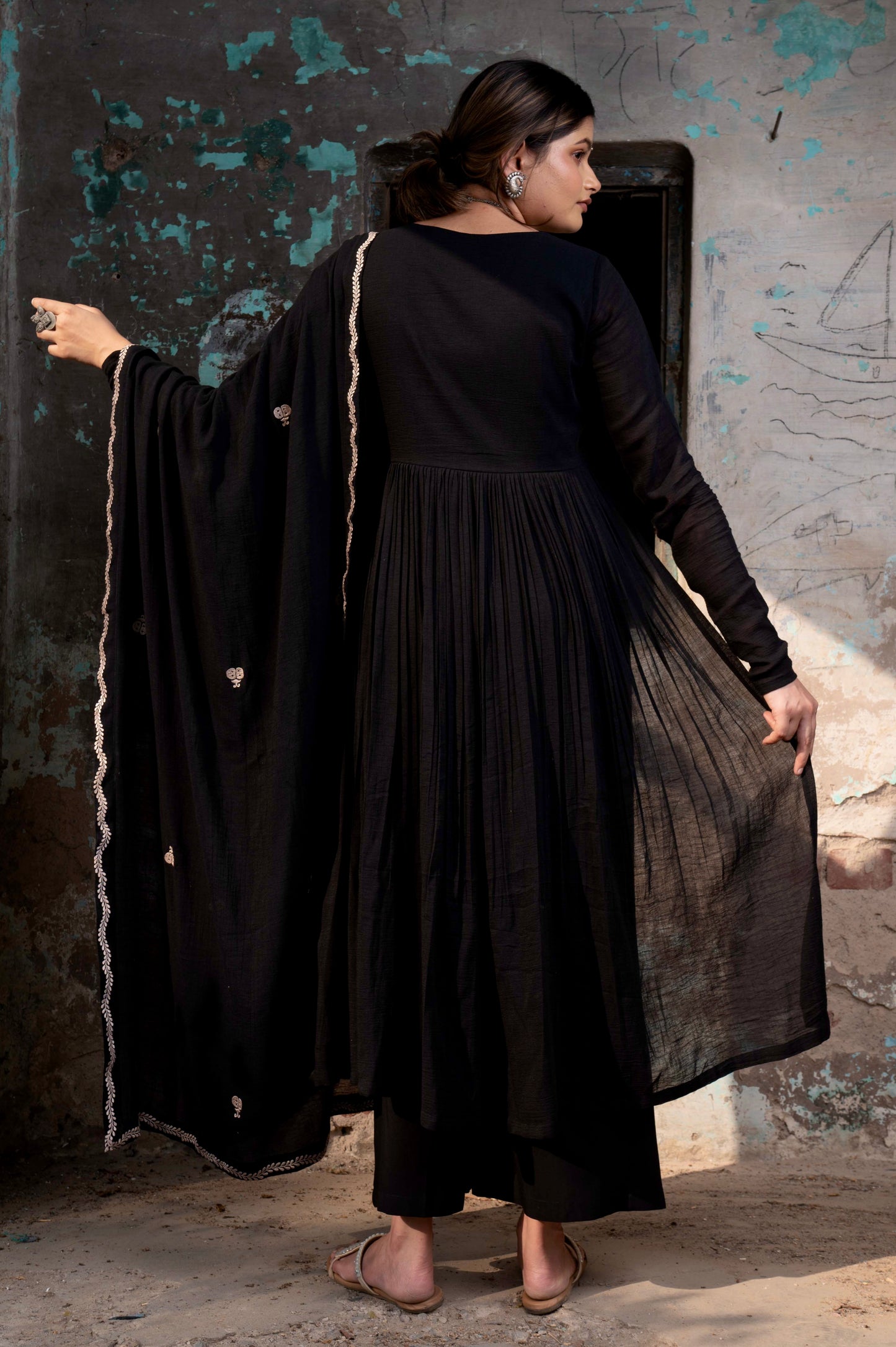 Black Alia High Slit (Only kurta)